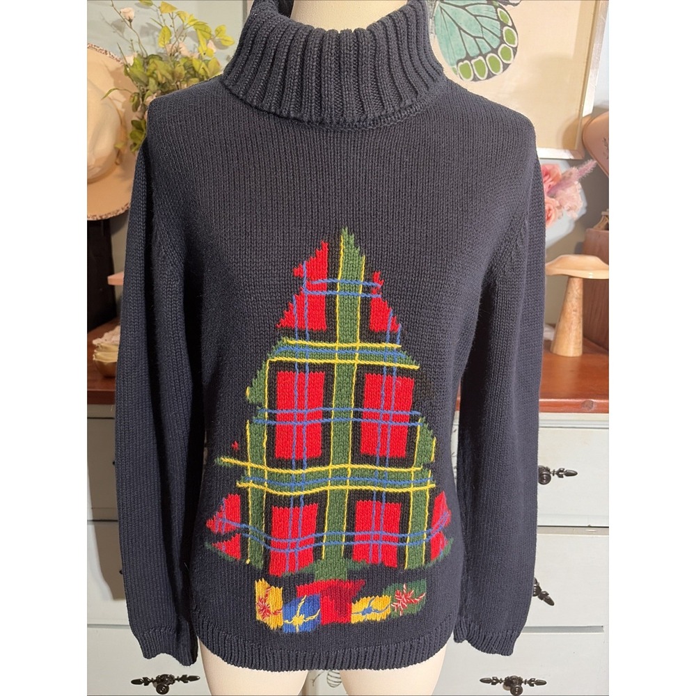 Liz Claiborne Vintage Christmas Turtleneck Sweater Sz Medium. Retro, Preppy.